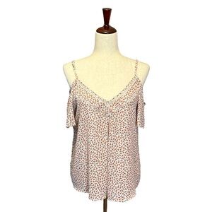Sienna Sky Floral Cold Off Shoulder Tank Top. Orange and Cram Size M #947